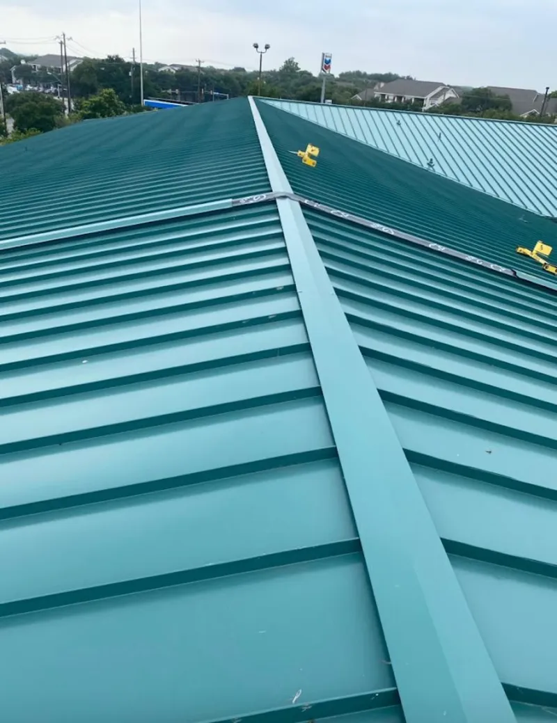 Green commercial metal roof ridge and valley for Metal Roof Repair in Mount Vernon